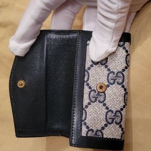 ❤ GUCCI GG KEY HOLDER CASE - NAVY & CANVAS EXCELLENT